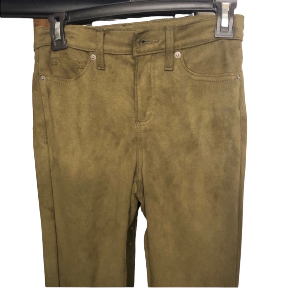 Banana Republic size 00 fits 0-2 green faux suede jeans skinny super soft